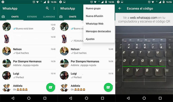 capturas para ir a la version web de WhatsApp