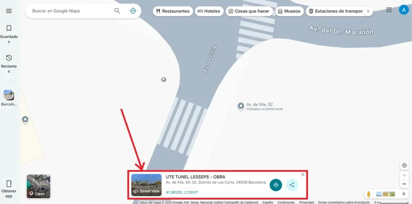 cargar la vista de Street View de mi casa