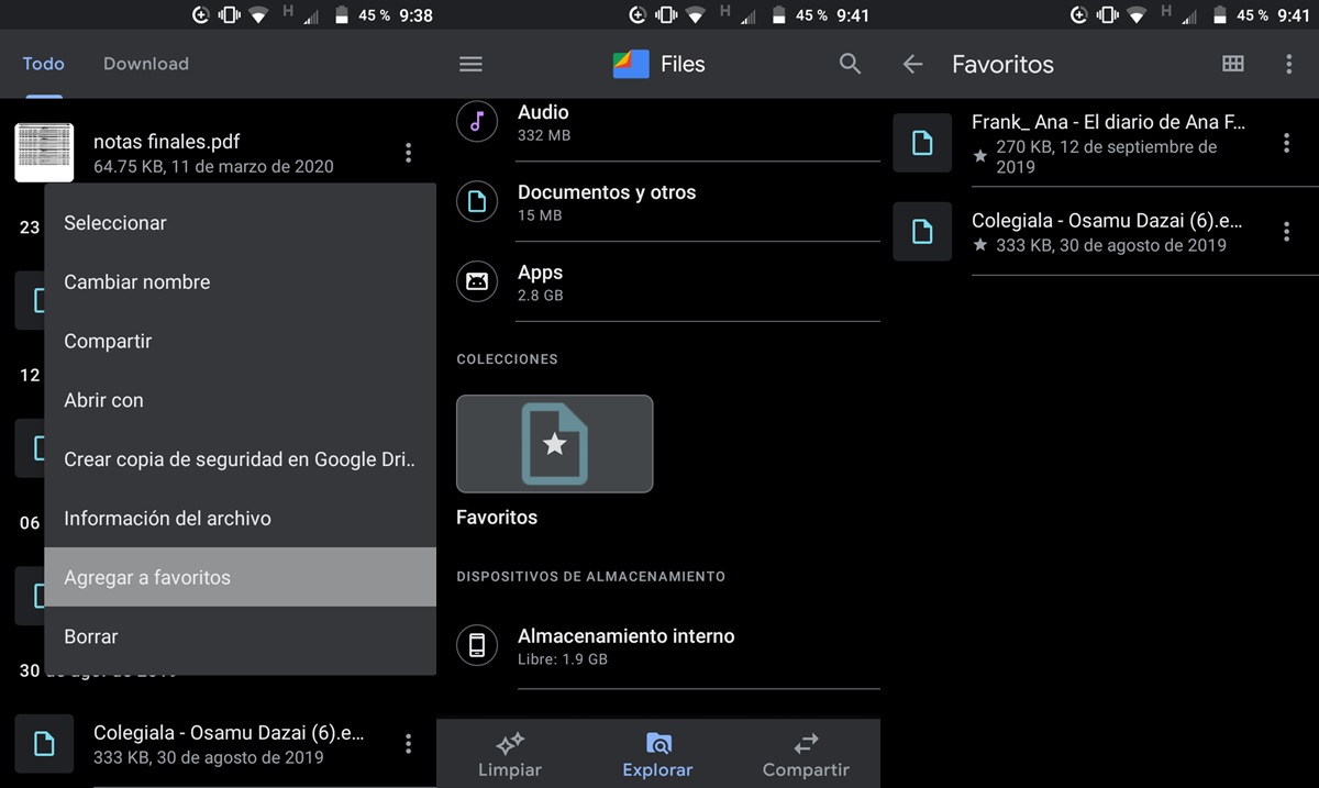carpeta favorita google files