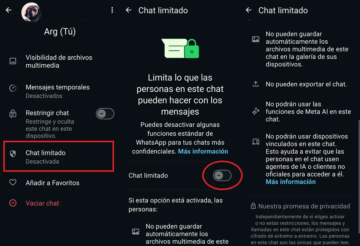 chat limitado whatsapp