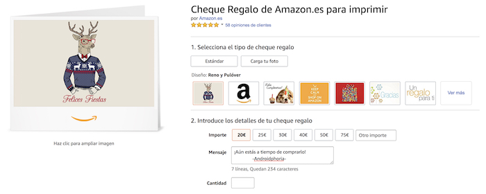 cheque regalo amazon navidad