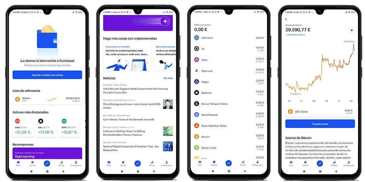 coinbase invertir criptomonedas android