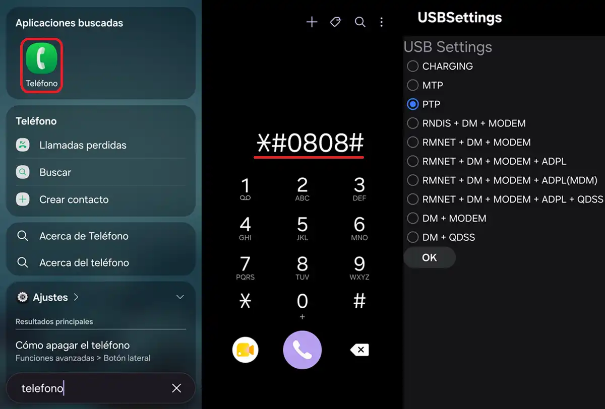 como acceder a menu oculto usb de samsung