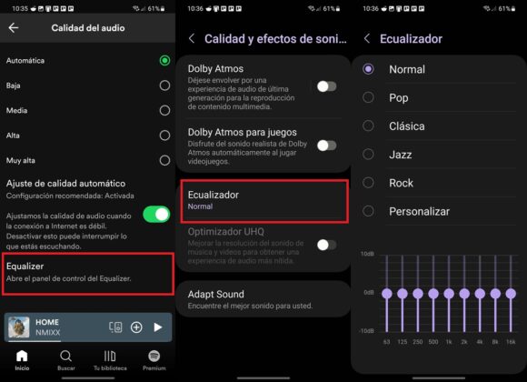 como activar ecualizador en spotify para android