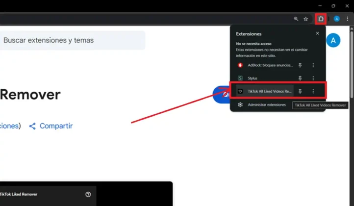 como activar extension de eliminar todos me gusta de tiktok
