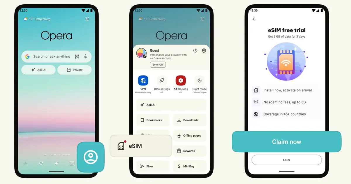 como activar la eSIM gratuita de Opera en Android