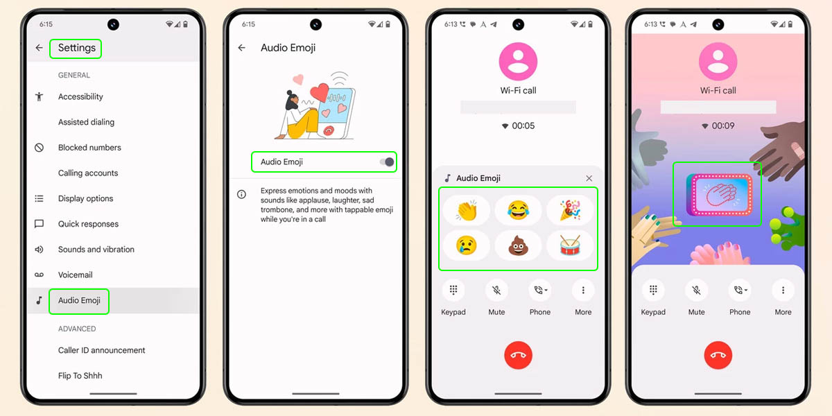 como activar y enviar emojis de audio android