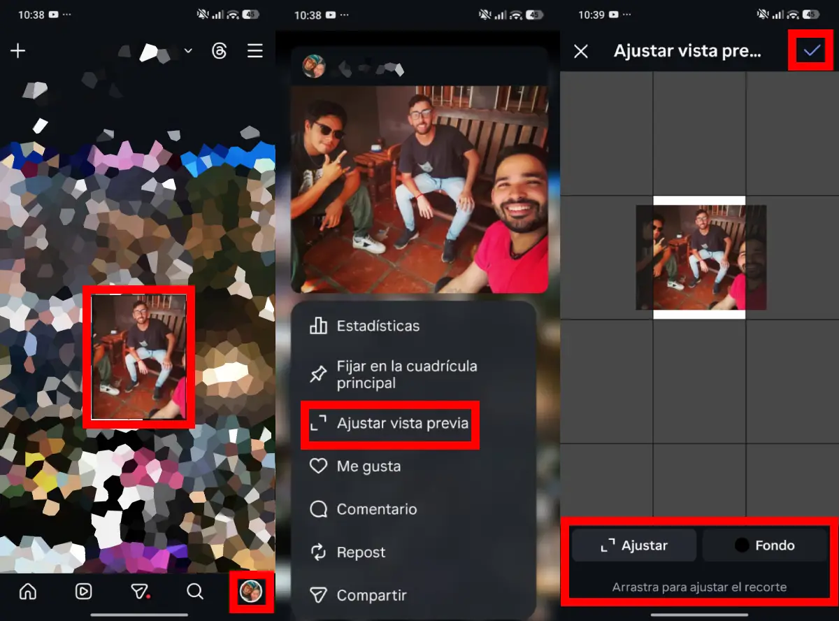 como ajustar miniaturas instagram