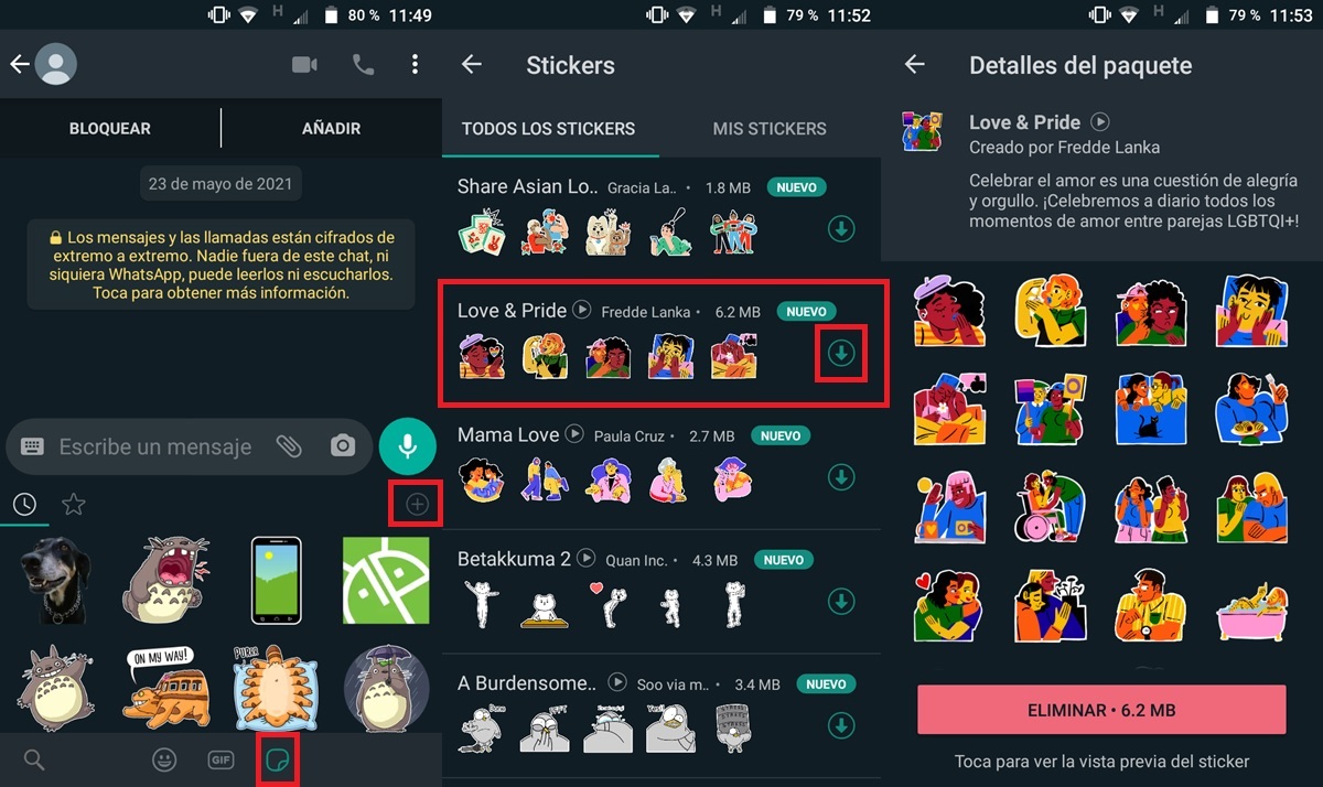 como anadir love & pride pack stickers whatsapp dia del orgullo