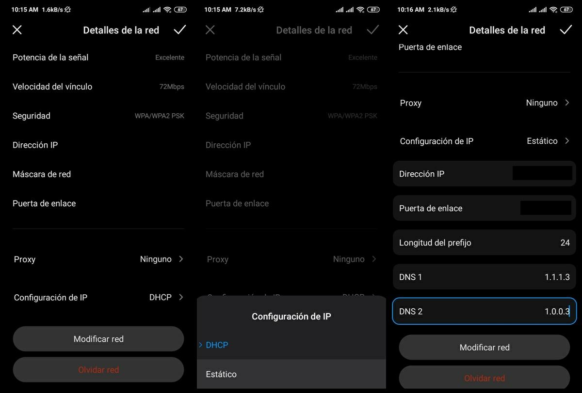 como cambiar dns manualmente en android cloudflare