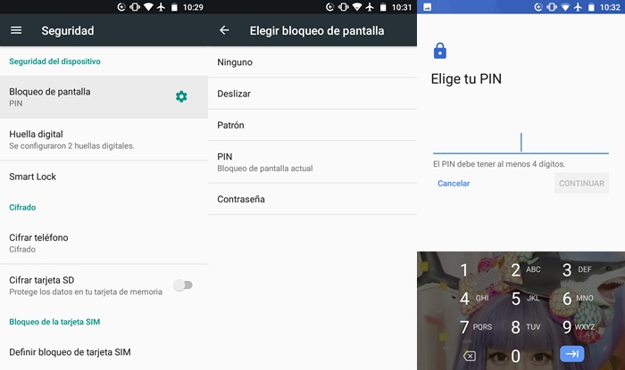 como cambiar el PIN en Android