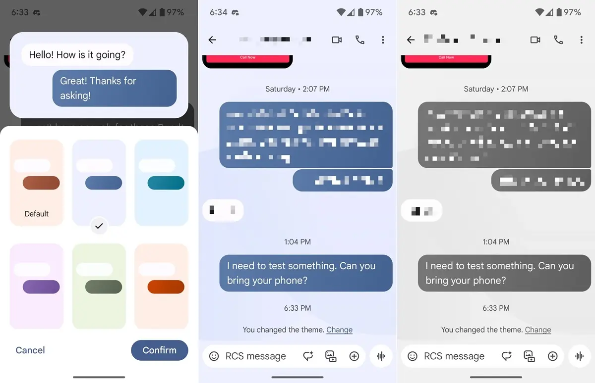 como cambiar el fondo del chat en Mensajes de Google temas