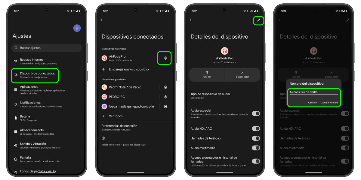 como cambiar nombre airpods android paso a paso