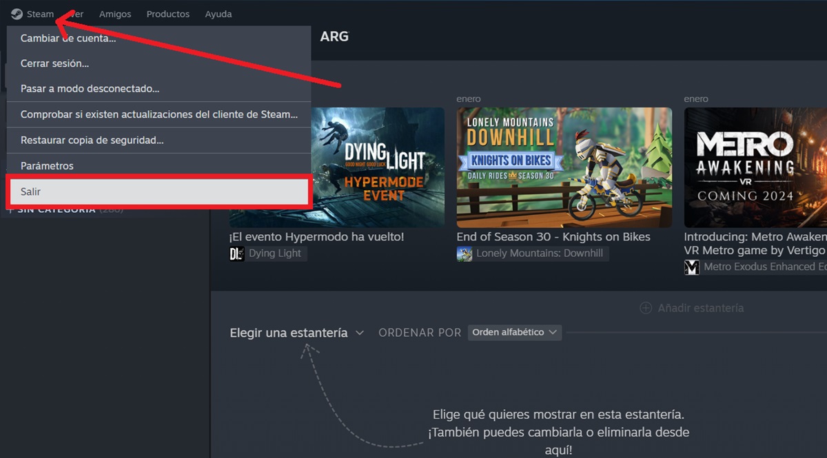 como cerrar por completo steam en pc