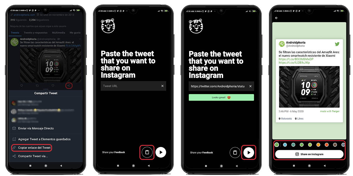 cómo compartir un tweet en instagram stories con twiger