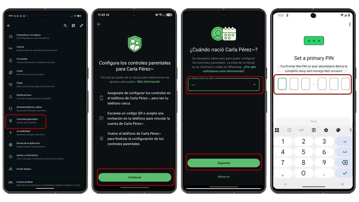 como configurar vincular control parental whatsapp