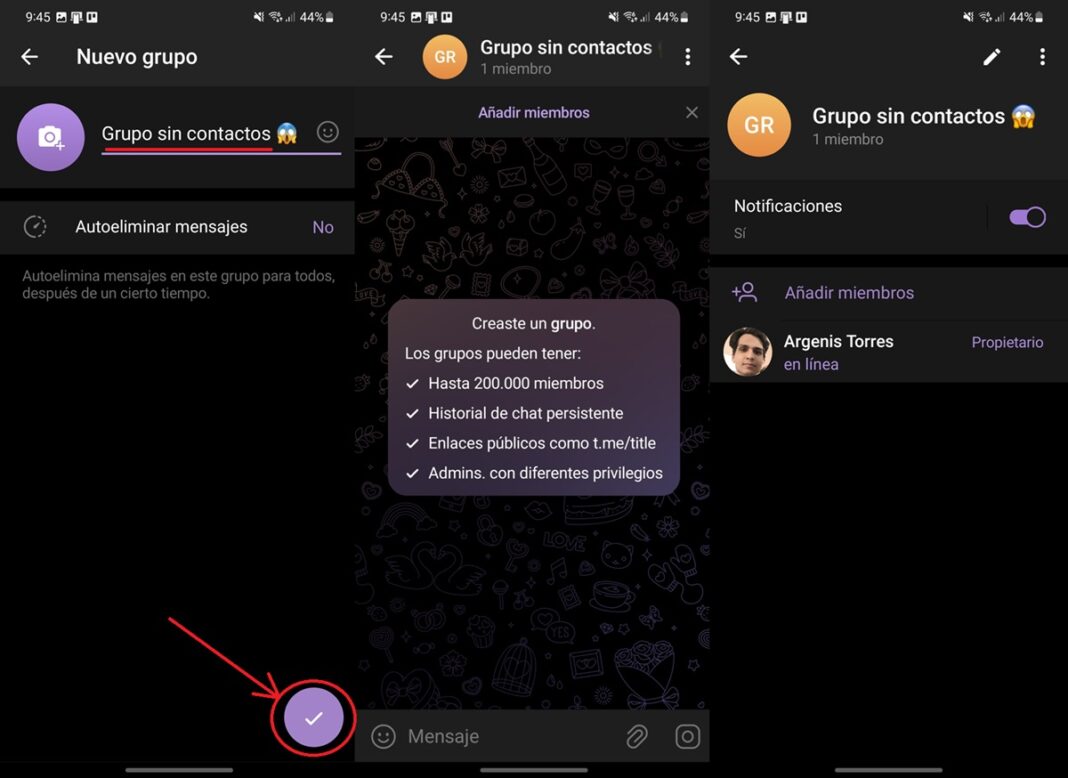 Cómo crear un grupo en Telegram sin contactos (2026)