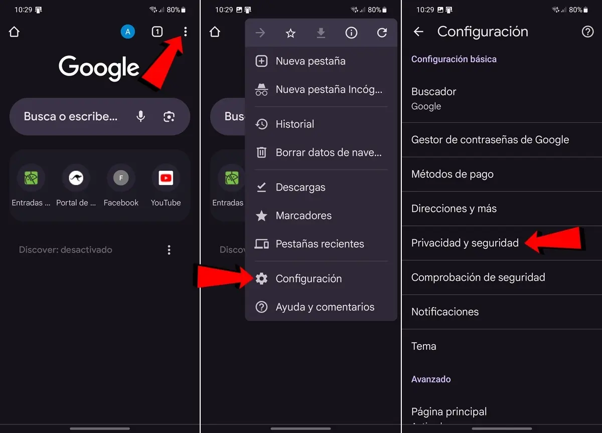 como desactivar DNS seguro de Chrome en Android