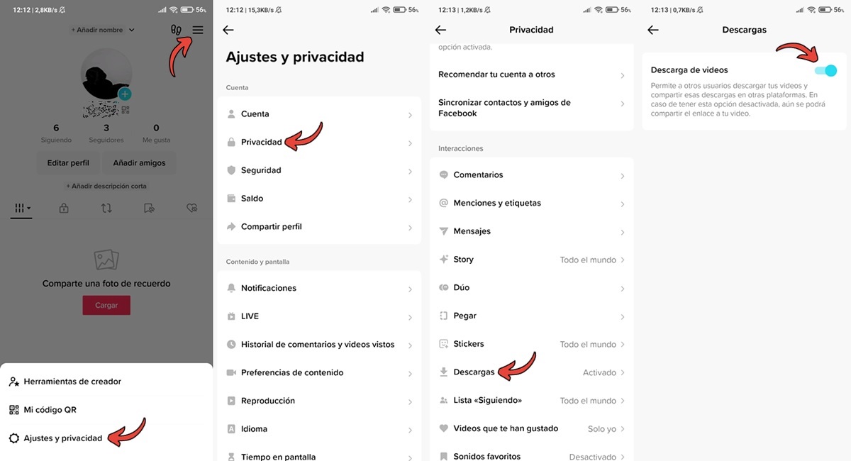 como desactivar la descarga de mis videos en tiktok para que nadie pueda guardar tus videos