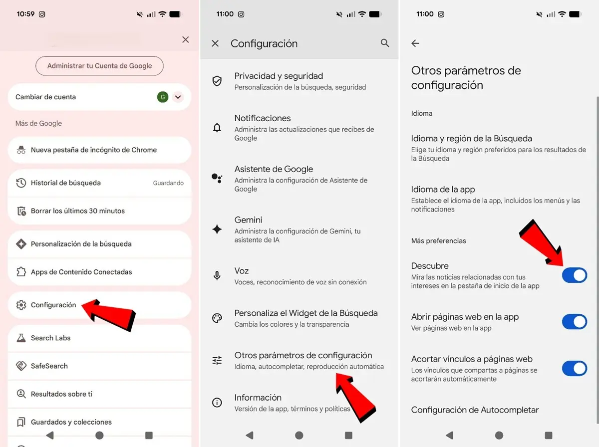 como desactivar la seccion descubre en Google Pixel google discover