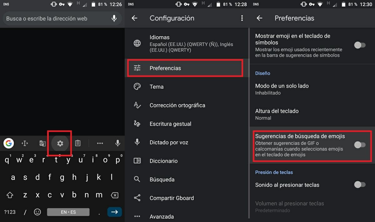 como desactivar la sugerencia de los nuevos emojis de gboard