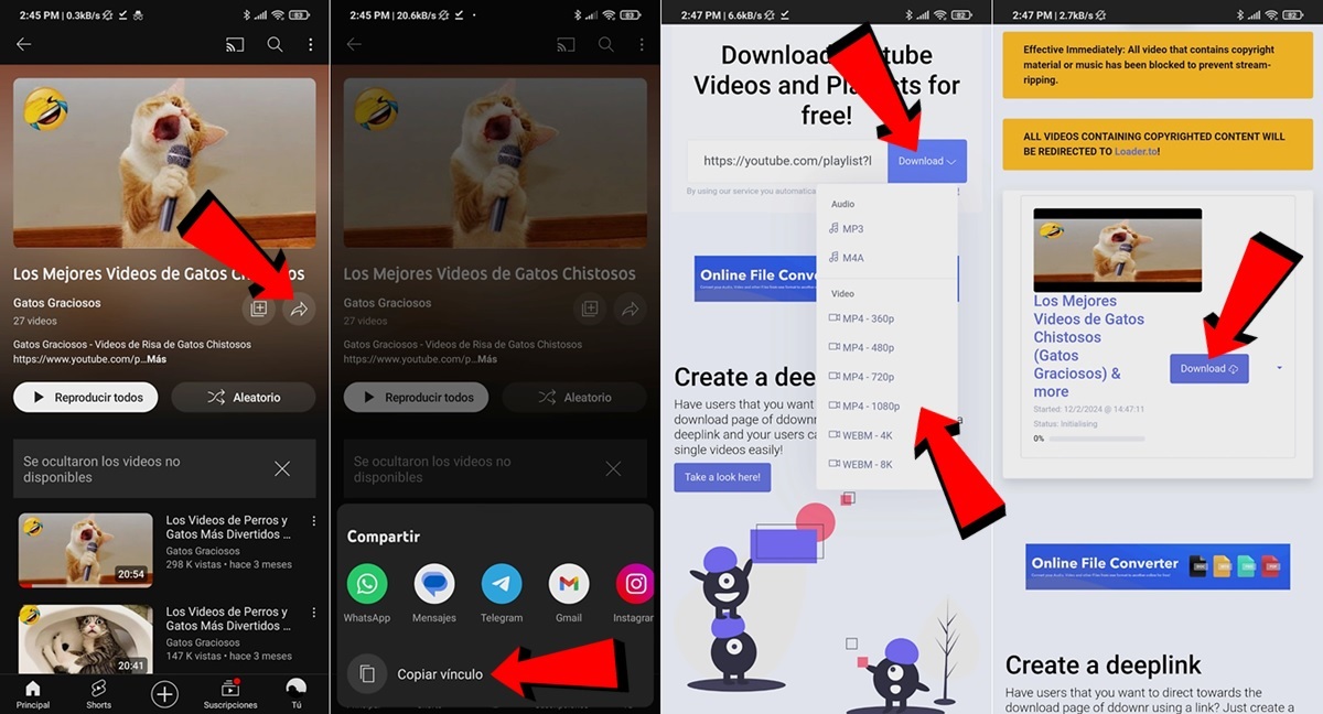 como descargar lista de reproduccion YouTube sin instalar apps en moviles