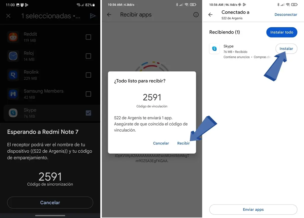 como enviar aplicaciones de un movil a otro por bluetooth