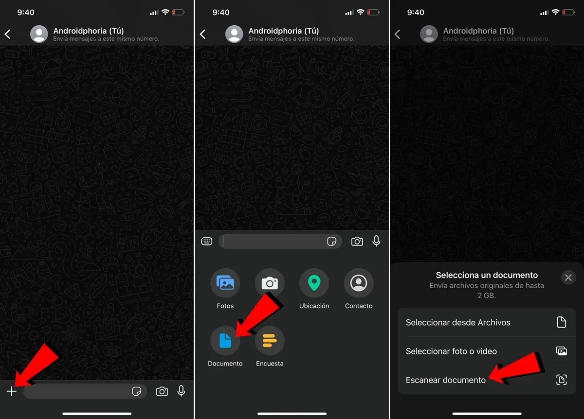 como escanear documentos en WhatsApp tutorial