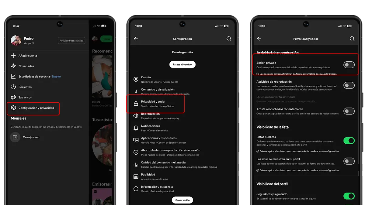 como evitar dañar algoritmo de spotify con sesion privada de reproduccion