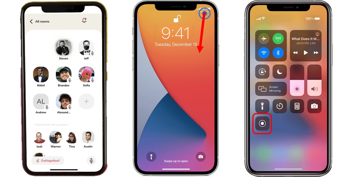 como grabar las charlas de clubhouse con la funcion de grabar pantalla