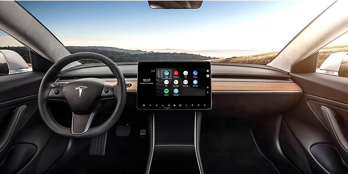 como instalar android auto en coches tesla