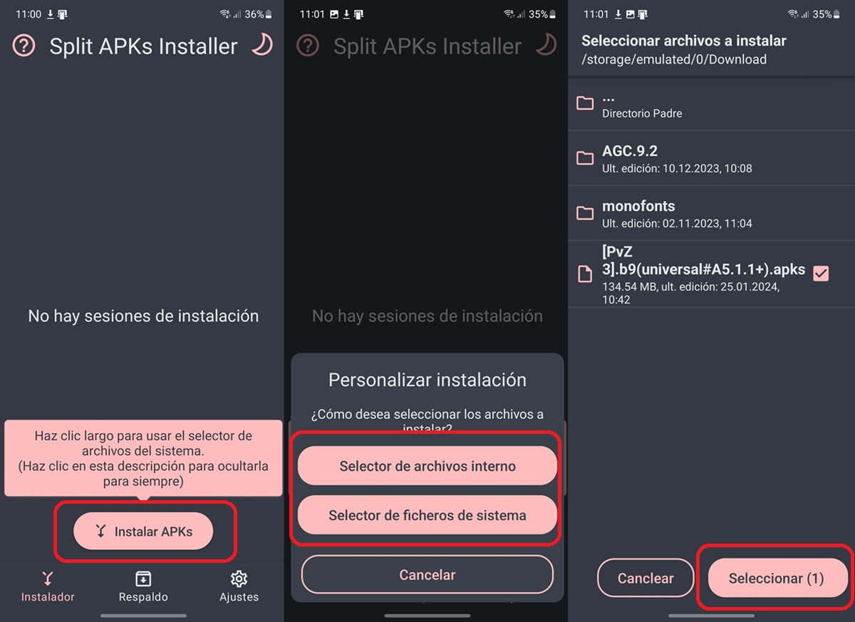 como instalar apks en android con sai