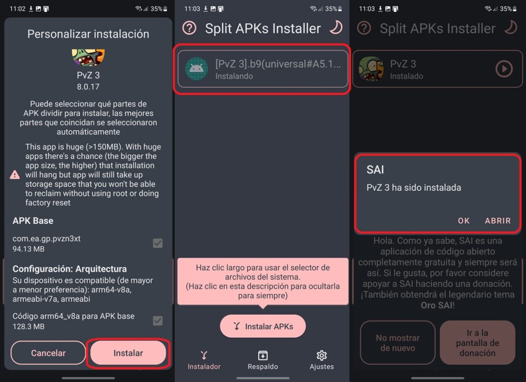 Cómo instalar un archivo APKS (App Bundle) en Android