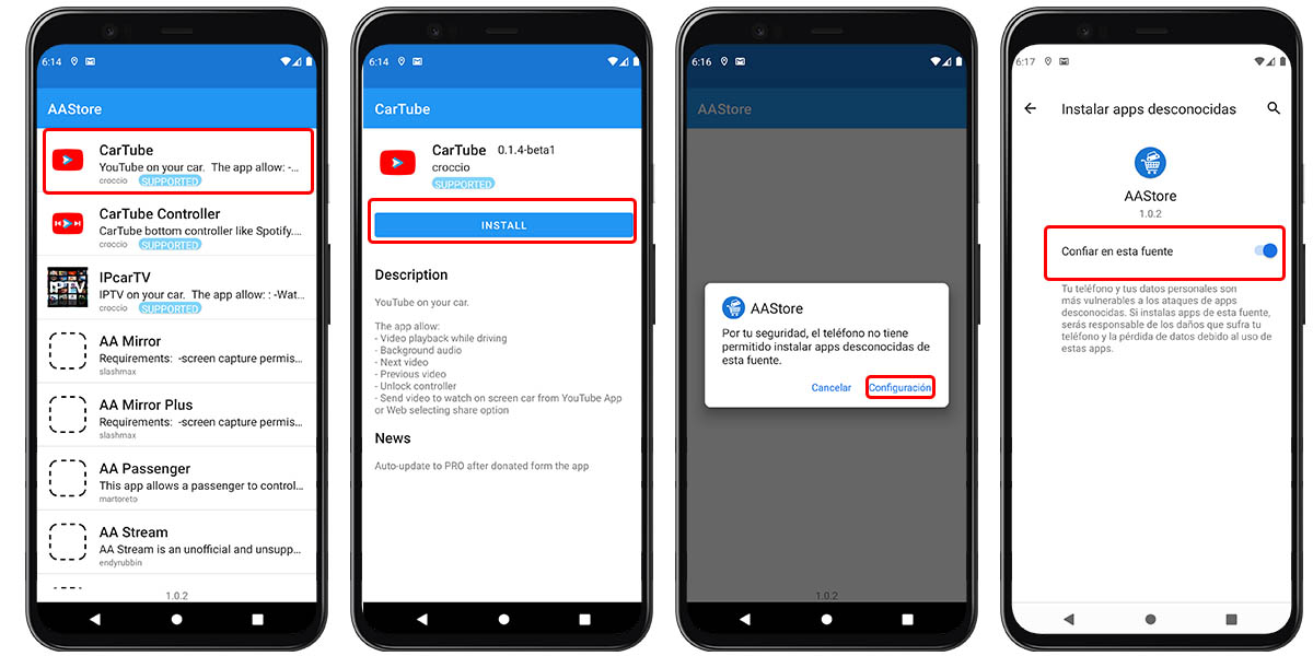 cómo instalar cartube en android