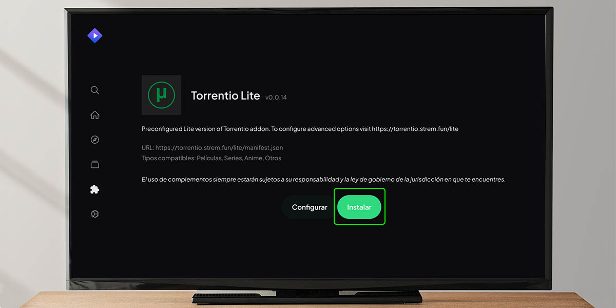 como instalar torrentio lite stremio PC y Smart TV Android TV Google TV Fire TV 4