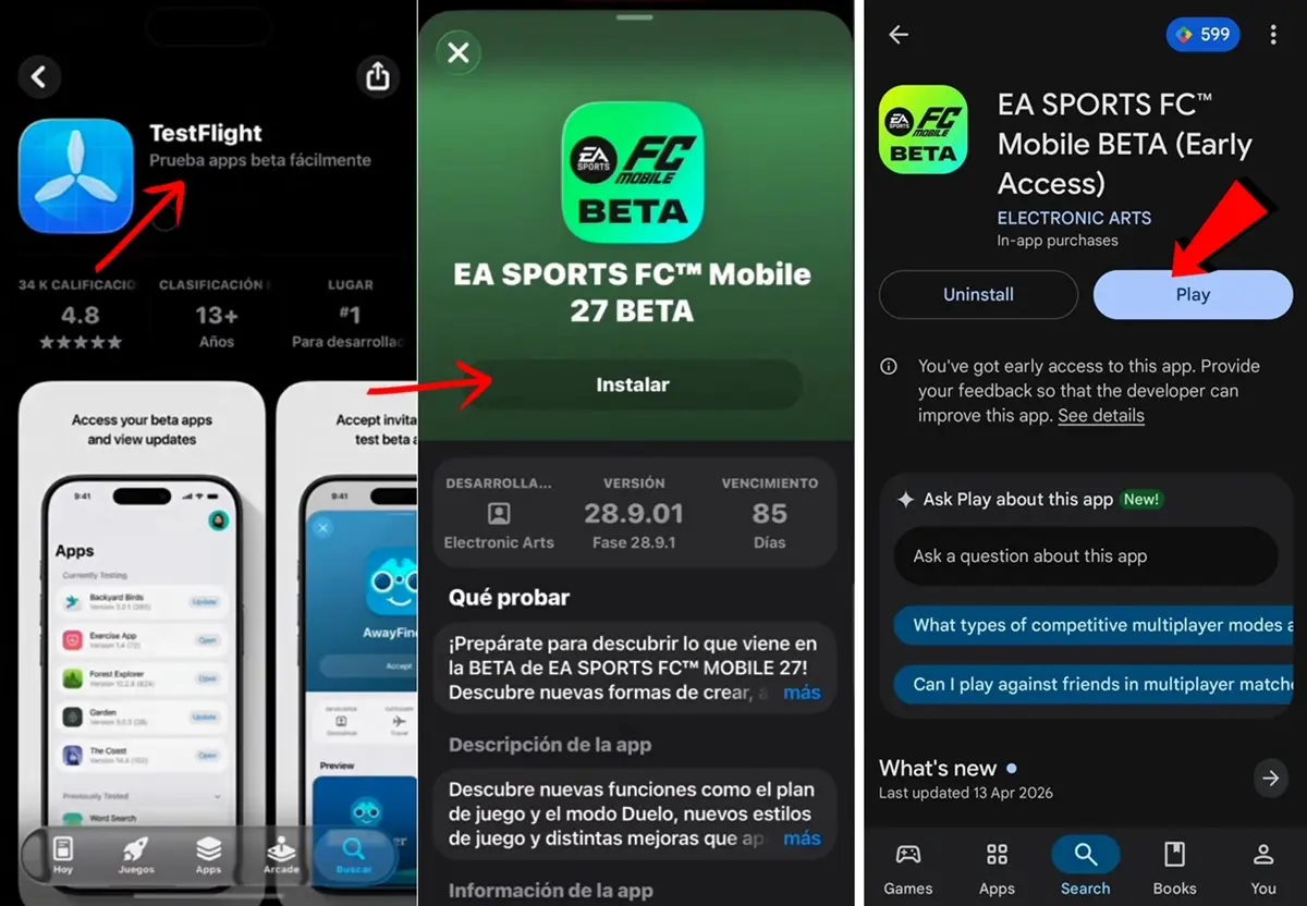 como jugar la beta de EA SPORTS FC Mobile 27 en Android iphone