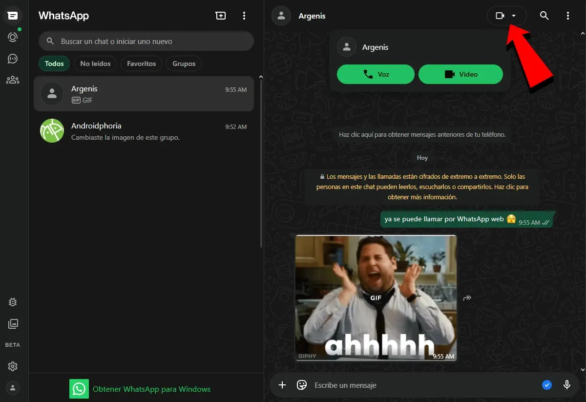 como llamar en WhatsApp Web