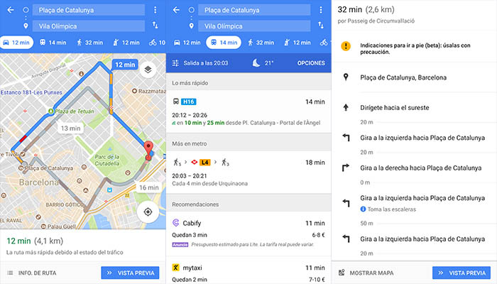 Google Maps cómo llegar programar ruta