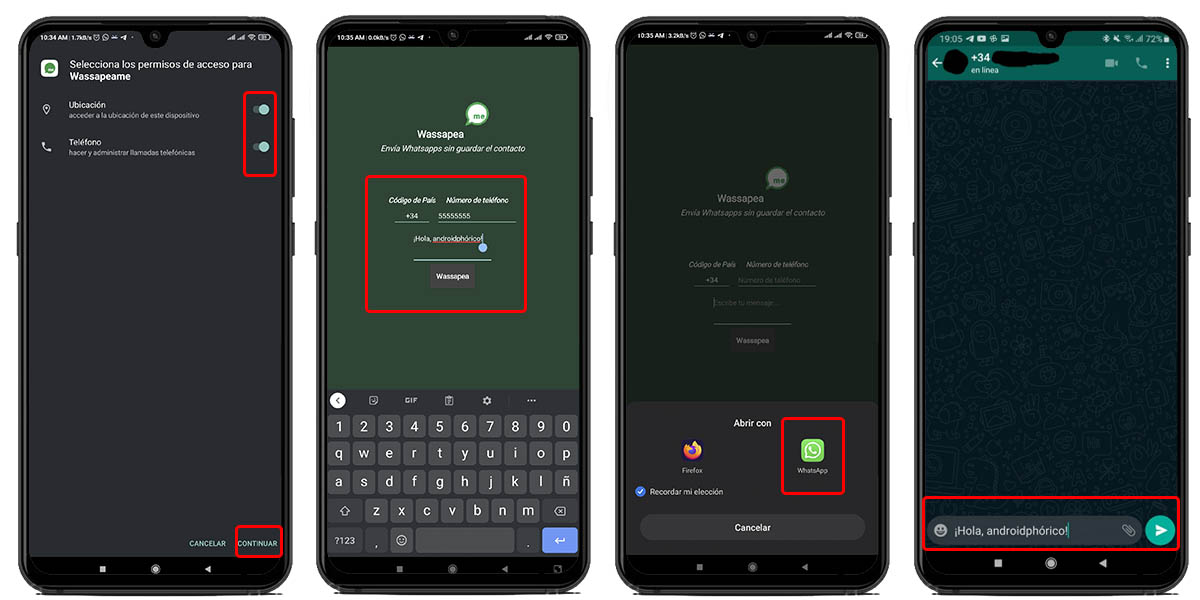 cómo mandar mensajes anónimos whatsapp con wassapeame