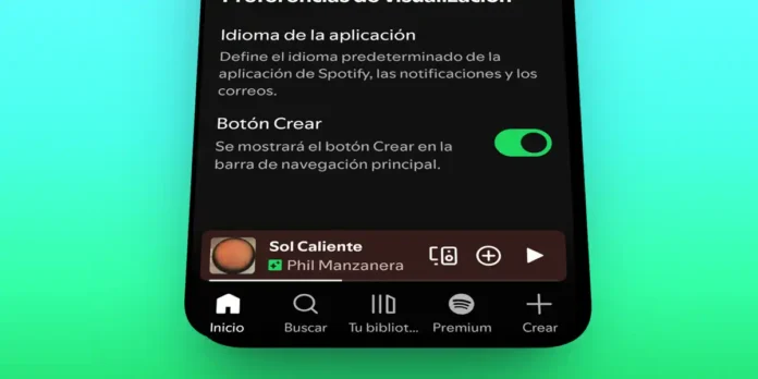 como ocultar o mostrar boton crear de spotify