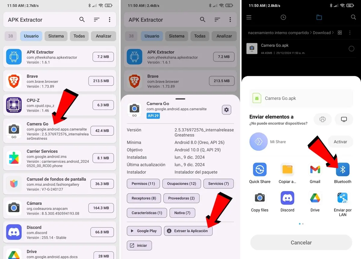 como pasar aplicaciones de un movil Android a otro enviando el APK