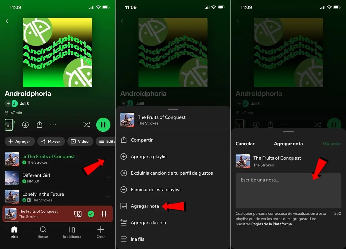 como poner notas a tus canciones en Spotify tutorial