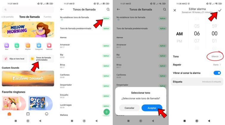 como poner una alarma que solo vibre y no suene en un Xiaomi