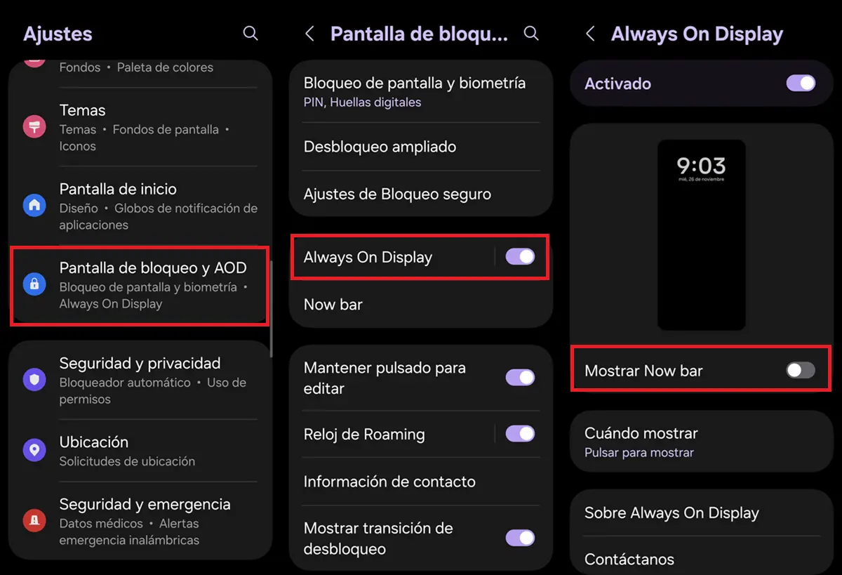 como quitar now bar de samsung galaxy