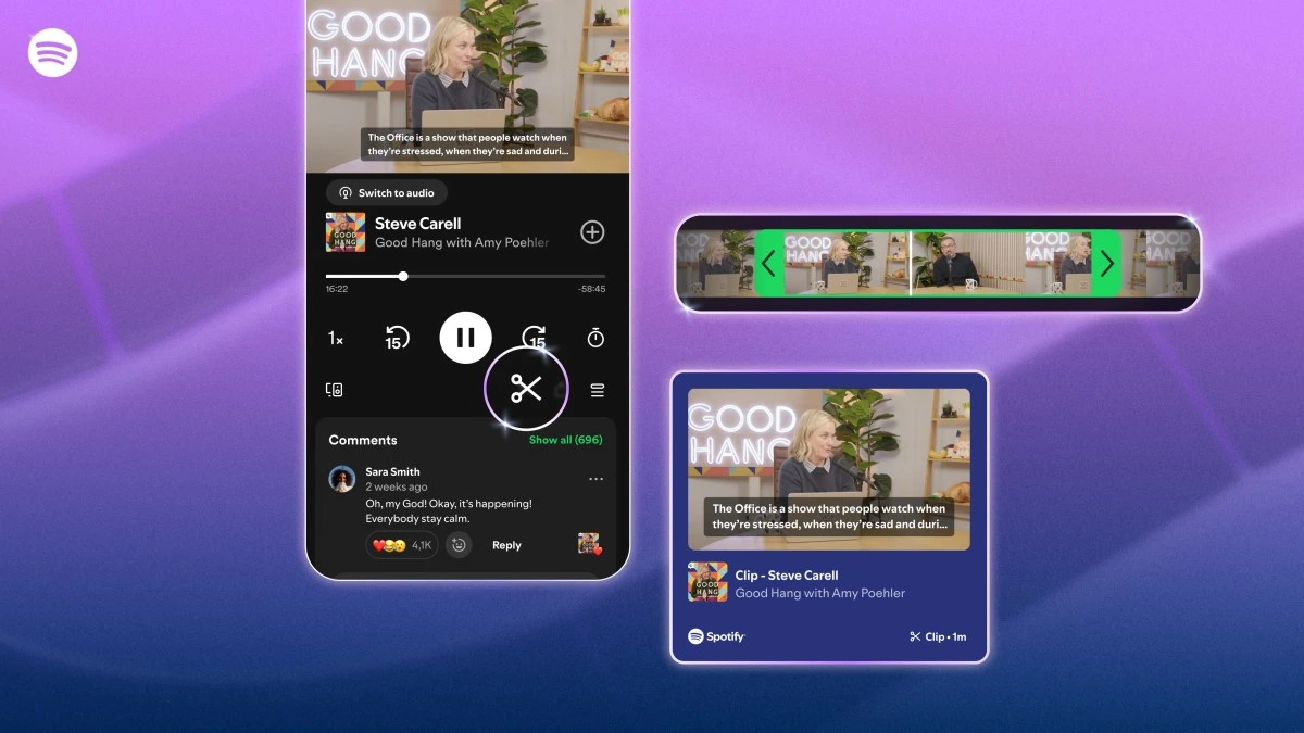 como recortar clips de video podcast spotify para compartir