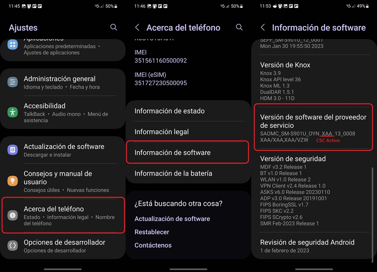 como saber codigo csc de samsung