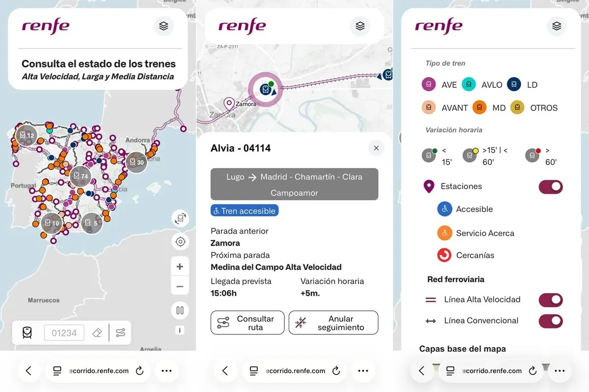 como seguir un tren de Renfe en tiempo real