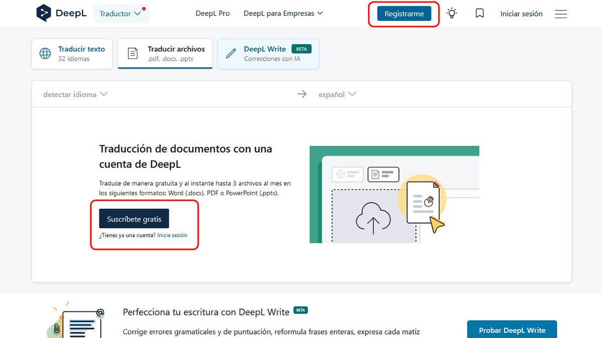 como traducir pdf ingles a español deepl registro