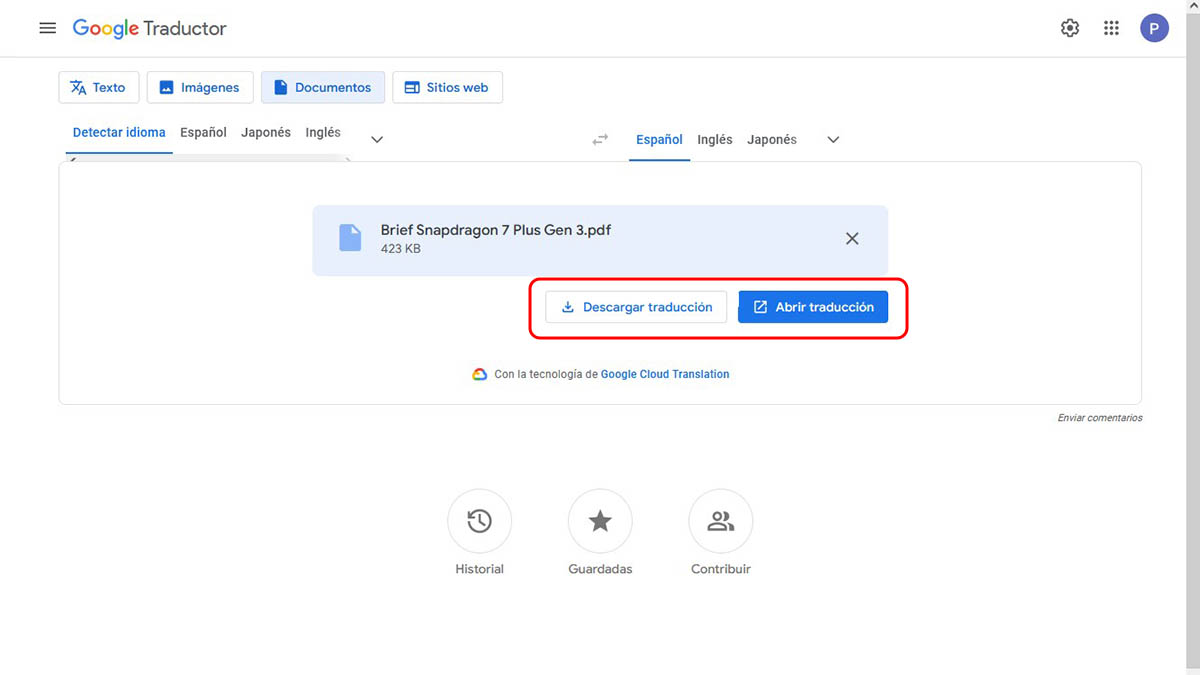 como traducir pdf ingles a español google translate