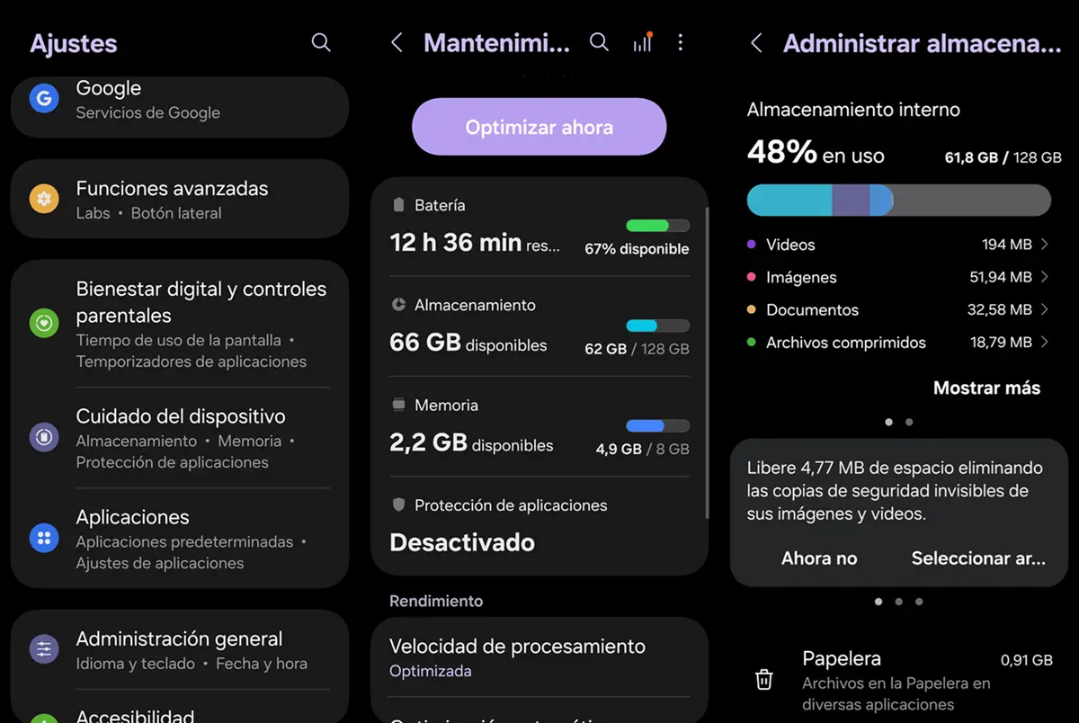 como ver almacenamiento usado en android